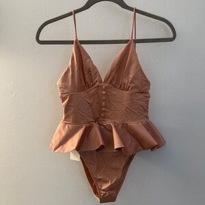 NWT Ruffled Button-Front One Piece Swimsuit